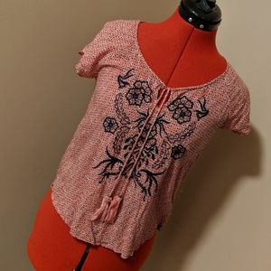 Lucky Brand Boho Top with Embroidery